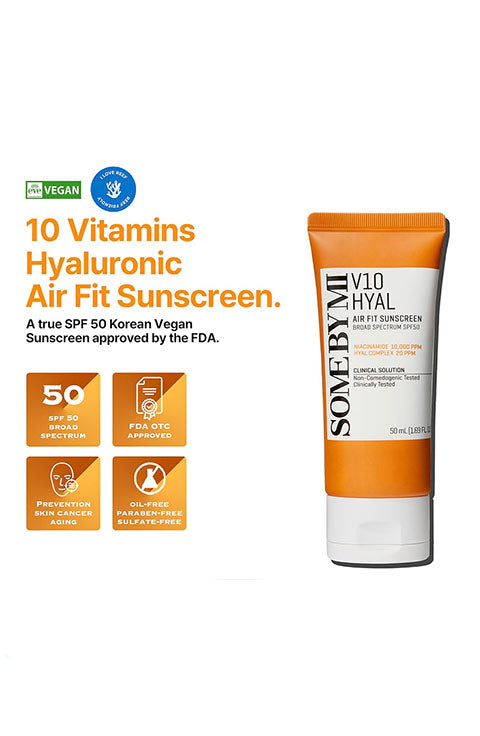 SOME BY MI V10 Hyal Air Fit Sunscreen - 1.69Oz, 50ml