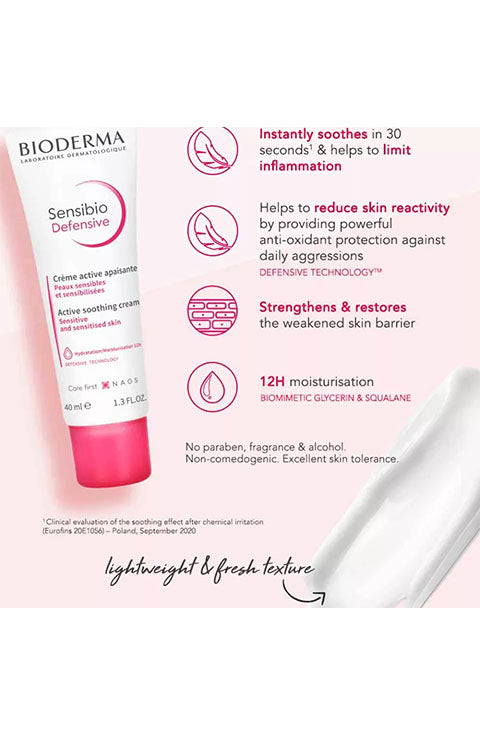 Bioderma sensibio defensive light soothing cream 40ml 1.3fl.oz